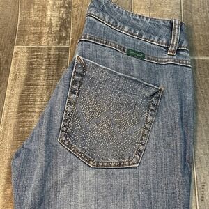 Wrangler Women's Premium Patch Jeans Size 5/34‎ Rhinestone Pocket Bootcut